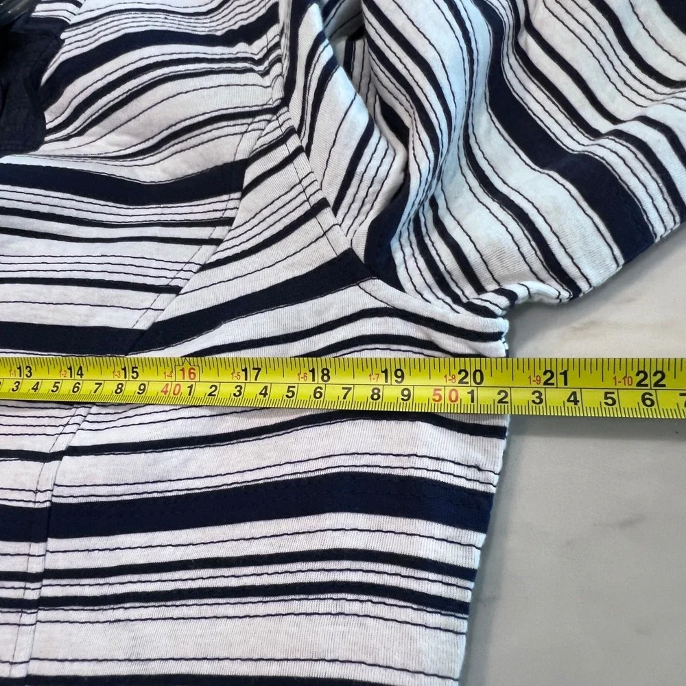Reversible Navy Blue & Striped Open Front quilted Jacket Women Large (READ)